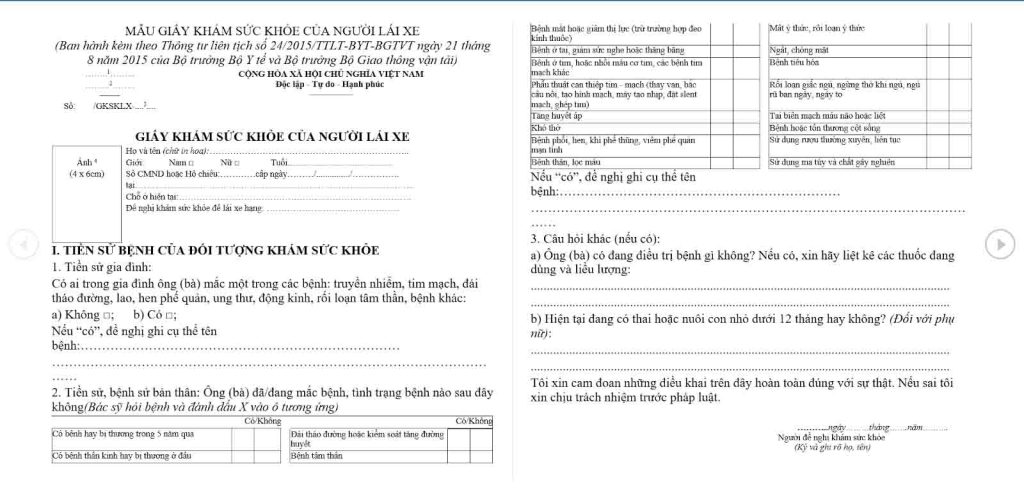 giay kham suc khoe doi bang lai xe 2