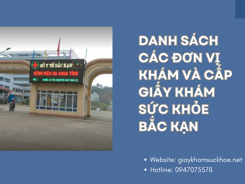 Danh sách các đơn vị khám và cấp giấy khám sức khỏe Bắc Kạn