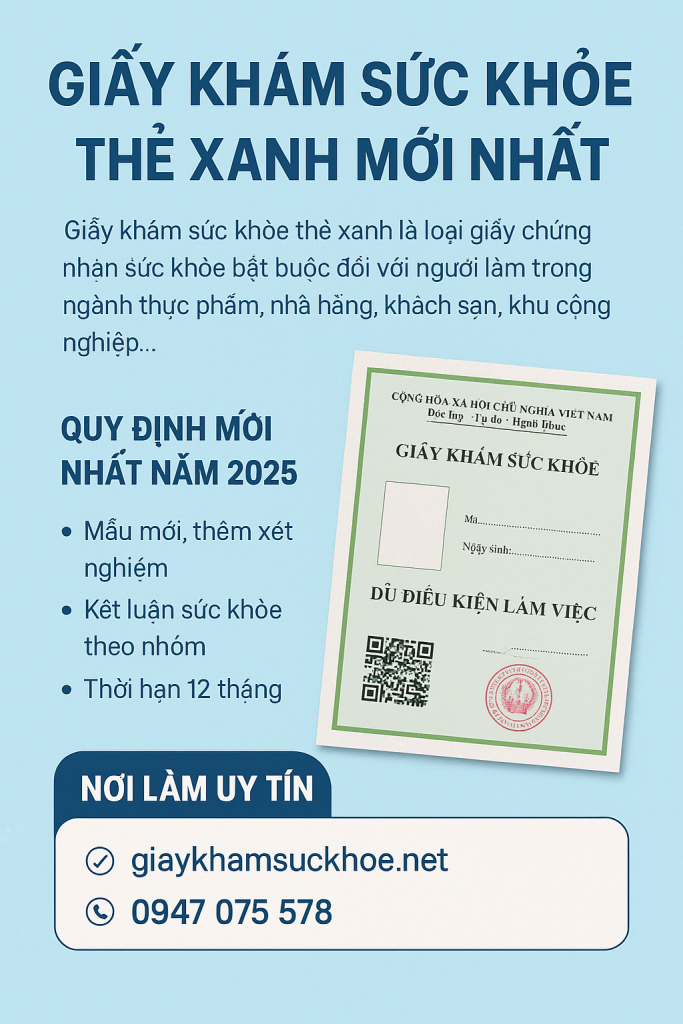 giấy khám sức khỏe thẻ xanh mới nhất hiện nay