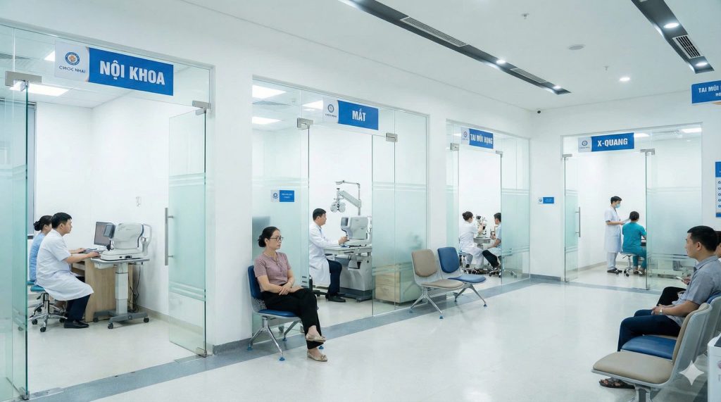 giấy khám sức khỏe bệnh viện Hòe Nhai 2026 được thăm khám bởi các phòng, chuyên khoa